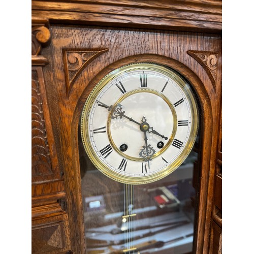 627 - Victorian Oak Vienna wall clock