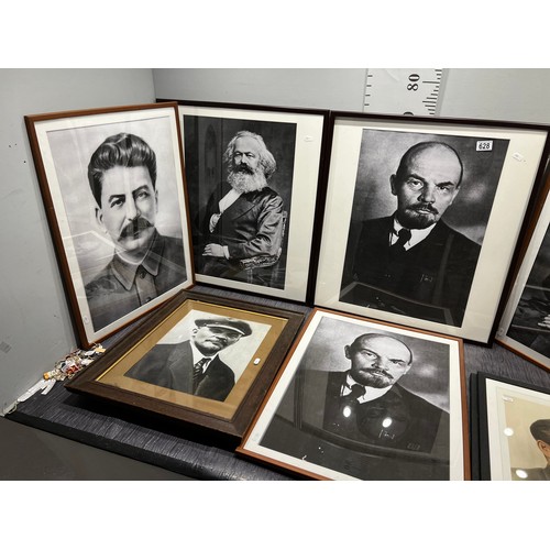 628 - 8 Portrait pictures Stalin ,Karl Marx etc