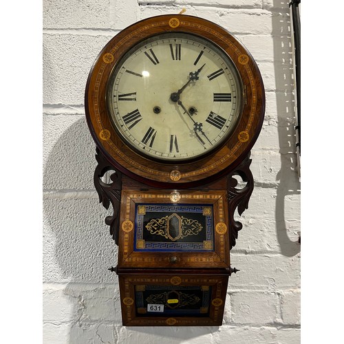 631 - 19th Century inlaid walnut drop dial wall clock