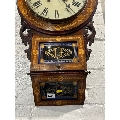 631 - 19th Century inlaid walnut drop dial wall clock