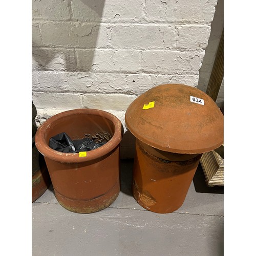 634 - 2 Terracotta chimney pots