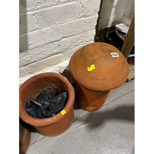 634 - 2 Terracotta chimney pots