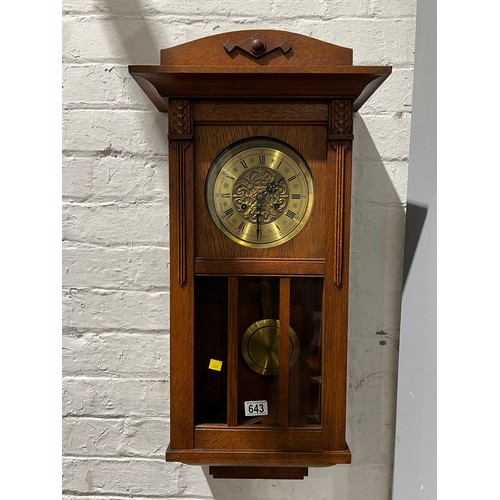 643 - Antique Oak wall clock working