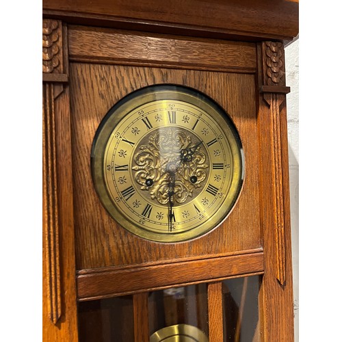 643 - Antique Oak wall clock working