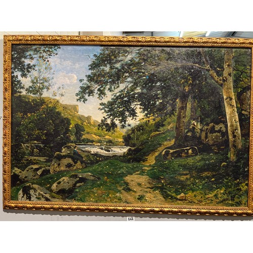 644 - Picture in Gilt frame lady sat at stream