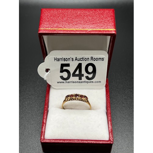 549 - 9ct gold dress ring size P 1.89g gross box not included