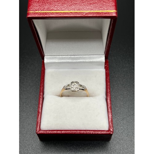 551 - 9ct gold Art Deco platinum & diamond ring 1.5g gross size M box not included