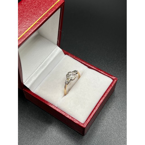 551 - 9ct gold Art Deco platinum & diamond ring 1.5g gross size M box not included