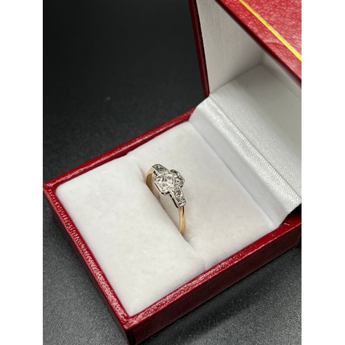 551 - 9ct gold Art Deco platinum & diamond ring 1.5g gross size M box not included