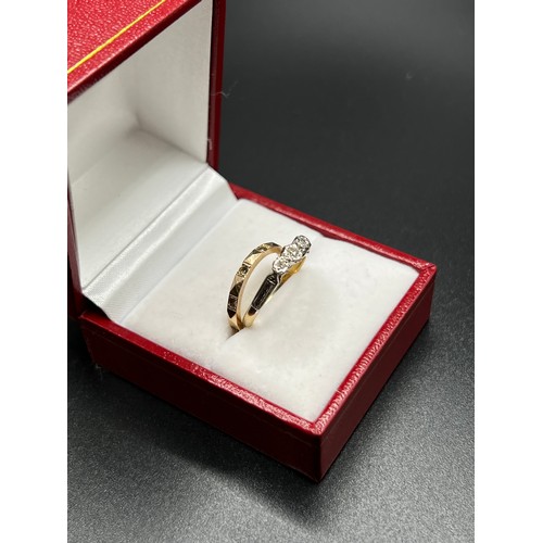 554 - 18ct 3 stone Diamond ring 2.2g gross+ 9ct gold eternity ring 1.3g gross Size J/K box not included