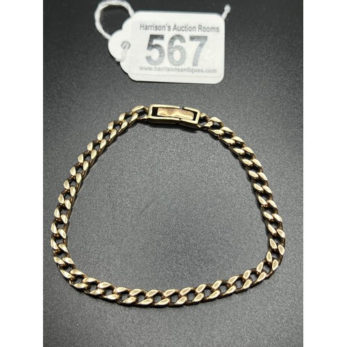 567 - Heavy 9ct gold wrist chain 22.6 grams