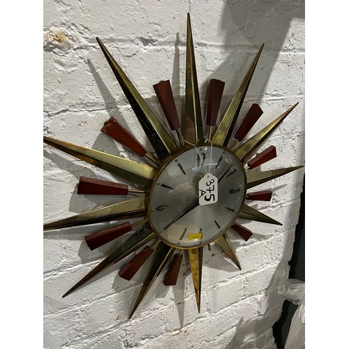 375A - 1960's Starburst clock metamec