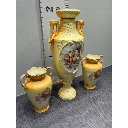 139 - 1 Large + 2 small Victorian vases