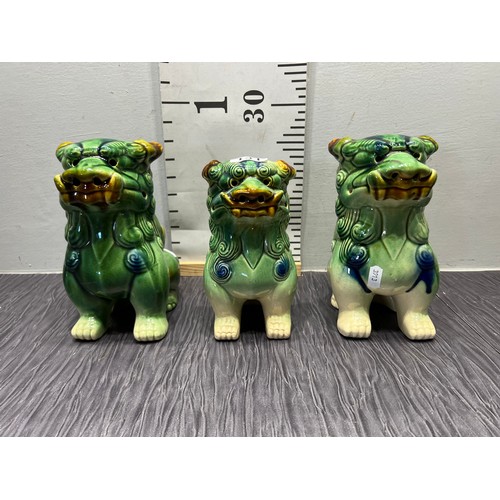 131 - 3 Vintage blue/green foo dogs