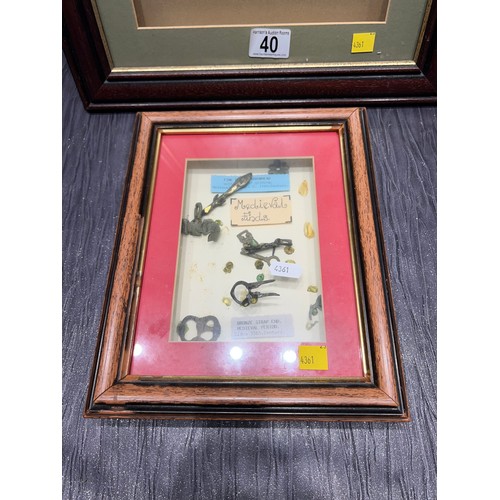 40 - Vintage artifacts medieval finds framed