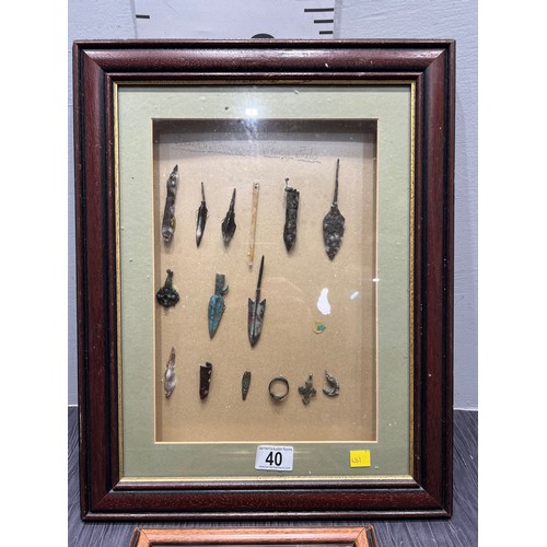 40 - Vintage artifacts medieval finds framed