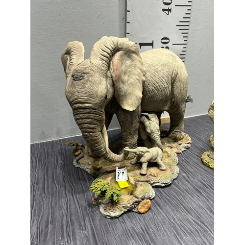 27 - Large tuskers ltd edition elephant + smaller elephant