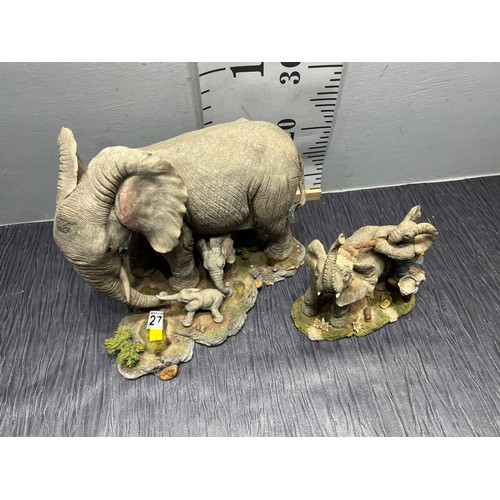 27 - Large tuskers ltd edition elephant + smaller elephant