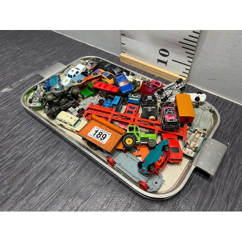 189 - Tray vintage assorted vehicles tray not inc