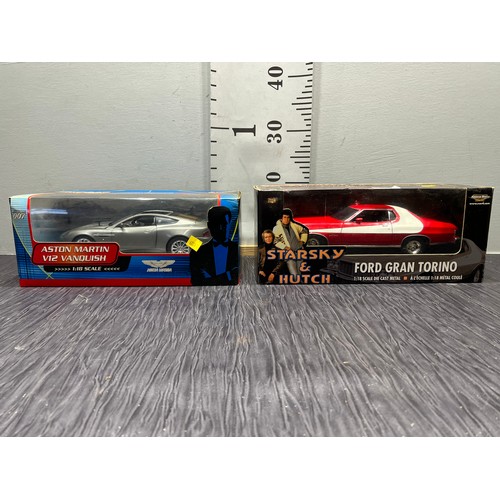 177 - 2 Boxed cars James bond's Aston martin + starsky & hutch ford grand torino