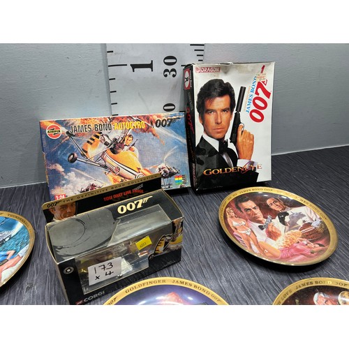 173 - James bond memorabilia 6 wall plates, gyro copter boxed air fix autogyro boxed, dragon golden eye mo... 