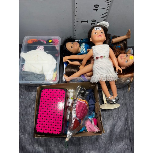 250 - Box dolls + box dolls clothes