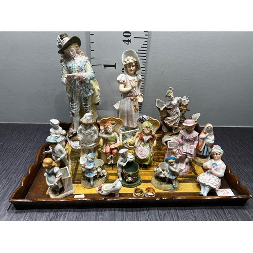 291 - Good tray bisque figures tray not inc