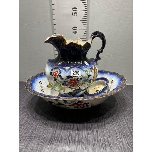 290 - Victorian jug & bowl + soap dish