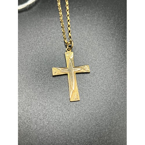 566 - 9ct Gold cross & chain 4.8g 20