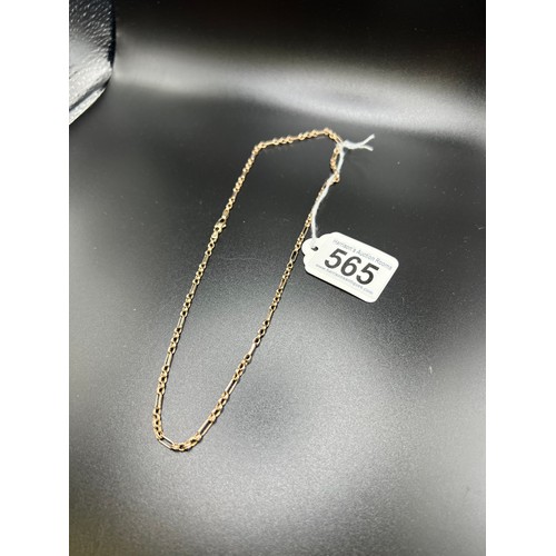 565 - 9ct Rose gold neck chain 19.5