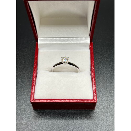 561 - 18ct White gold 0.5ct lab grown diamond 1.63g gross Size R