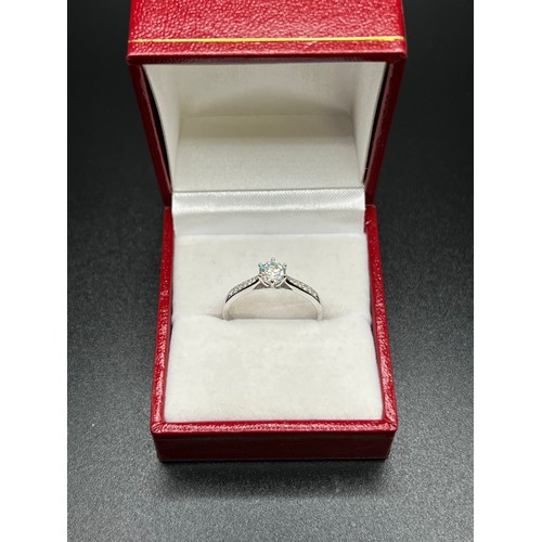 560 - 18ct White gold 0.5ct lab grown diamond 1.62g gross Size O/P