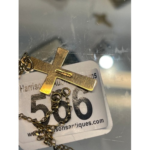 566 - 9ct Gold cross & chain 4.8g 20