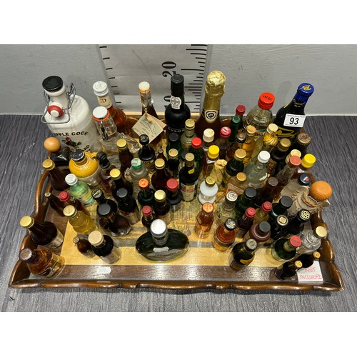 93 - Large tray collectable vintage liqueur, whisky, brandy bottles