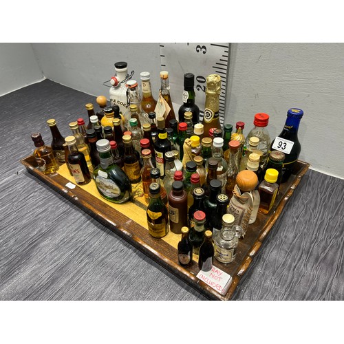 93 - Large tray collectable vintage liqueur, whisky, brandy bottles