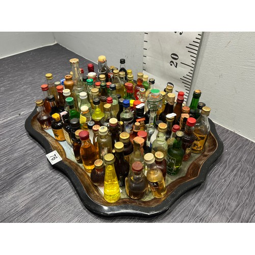 76 - Large tray vintage miniture bottles liqueur tray not inc