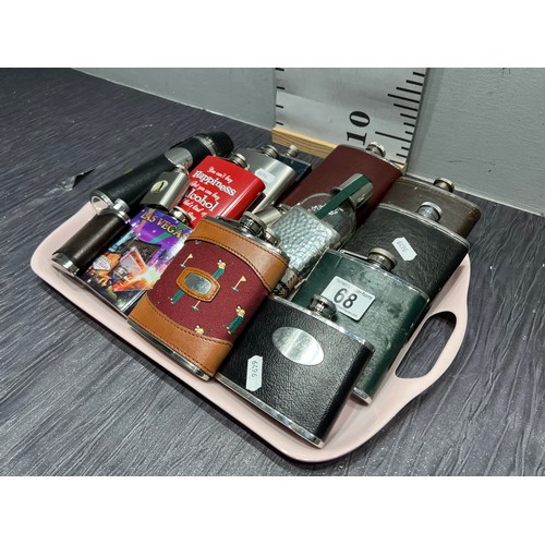 68 - Tray hip flask approx 16 tray not inc