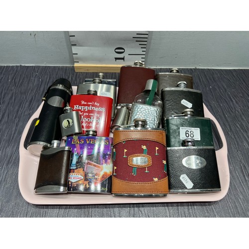 68 - Tray hip flask approx 16 tray not inc