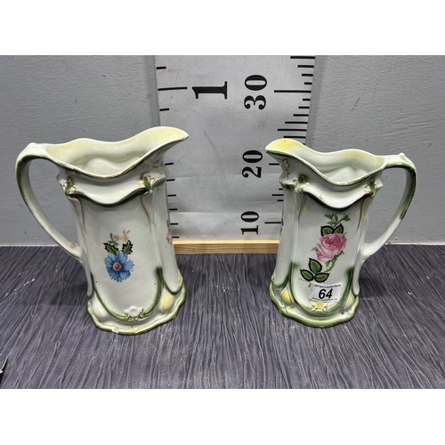 64 - Pair vintage porcelain ewers