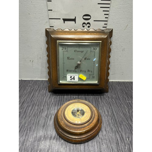 54 - 2 oak framed barometer