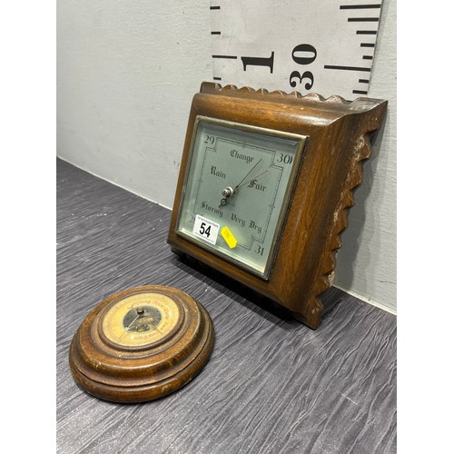 54 - 2 oak framed barometer