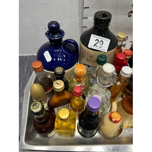 29 - Large tray collective miniture mostly unopend  glenfiddich, bailey ect tray not inc