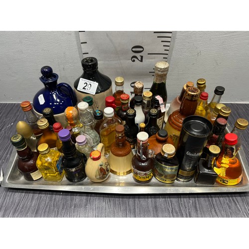 29 - Large tray collective miniture mostly unopend  glenfiddich, bailey ect tray not inc