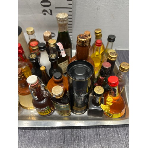 29 - Large tray collective miniture mostly unopend  glenfiddich, bailey ect tray not inc