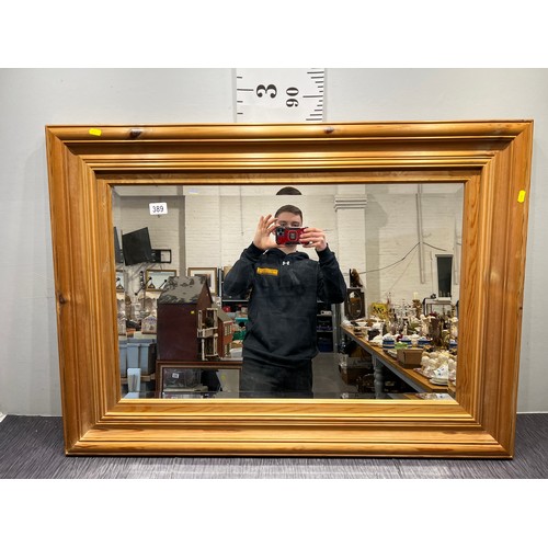 389 - Pine framed bevel edge mirror