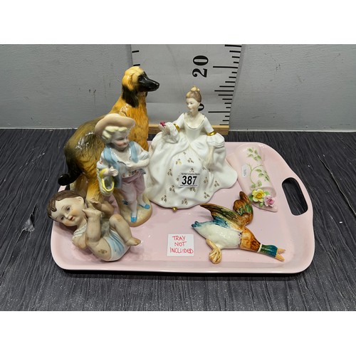 387 - Tray collectables royal doulton figure, beswick duck etc