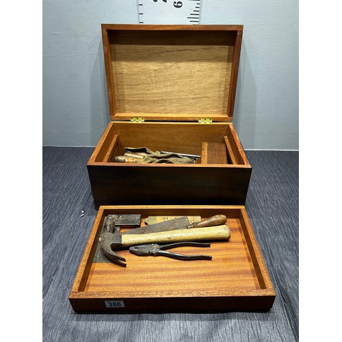 386 - Vintage tool box and tools