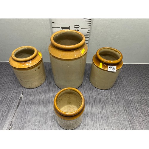 338 - 4 Vintage earthernware pots