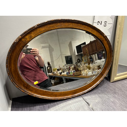 325 - 1920's-30's Oak bevel edge mirror + 1 other mirror