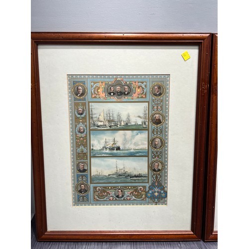 280 - 2  marine images + 1 jubilee 1897 framed pictures